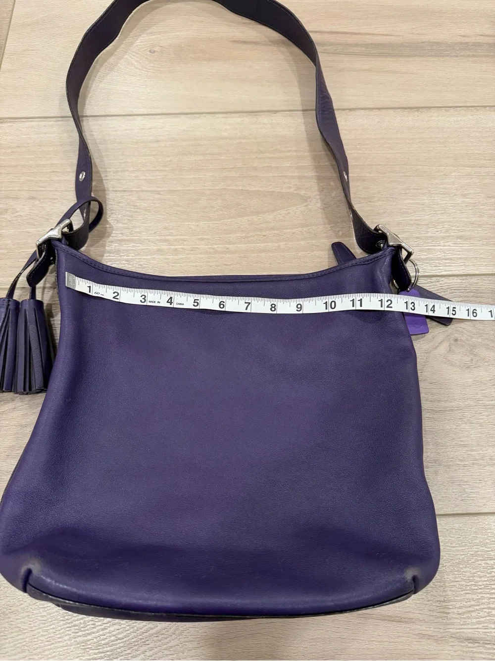 Coach Legacy Leather Hobo Crossbody Bag Purple Marine Plum Tassels 31242